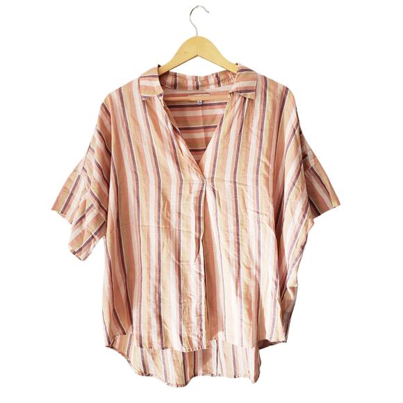 Madewell Courier Button-Back Shirt in Rainbow Stripe 100% Cotton Size XL - Picture 1 of 8